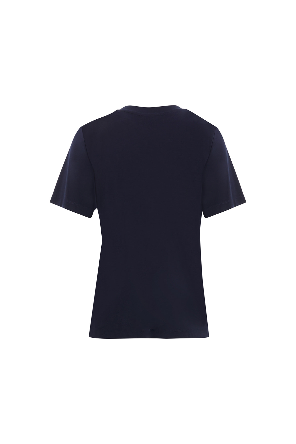 Dikiş Ve Pul Detaylı Lacivert T-Shirt