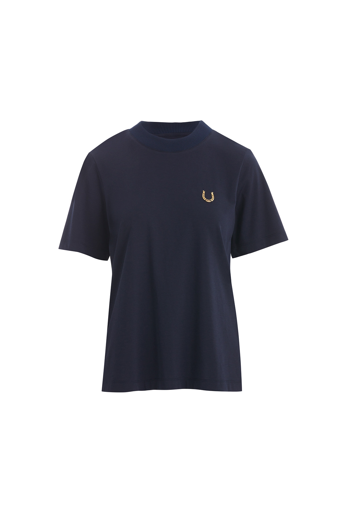 Triko Yaka Nal Detaylı Lacivert T-Shirt