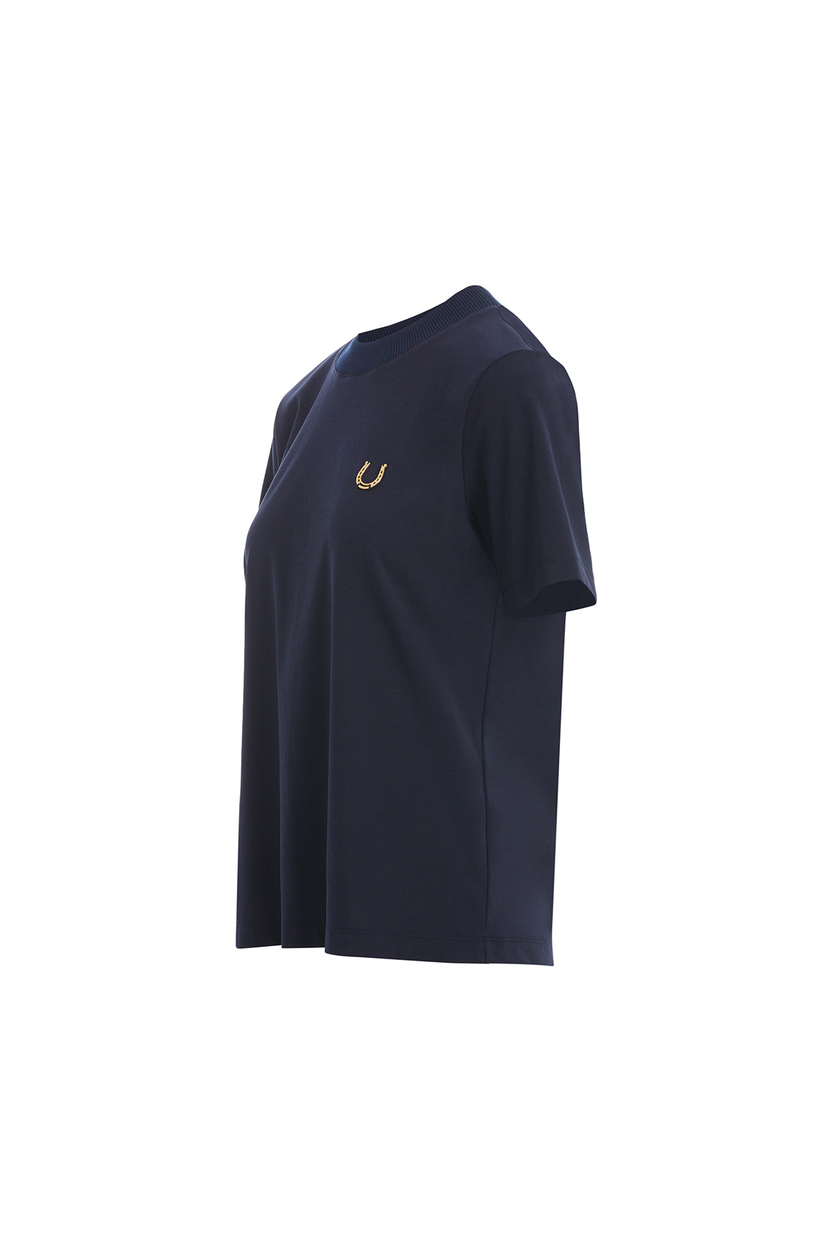 Triko Yaka Nal Detaylı Lacivert T-Shirt