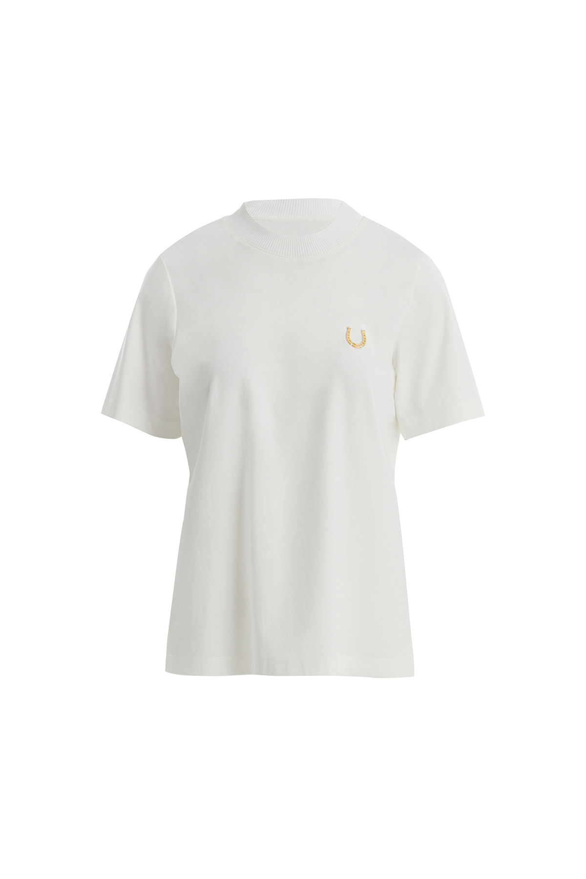 Triko Yaka Nal Detaylı Ekru T-Shirt