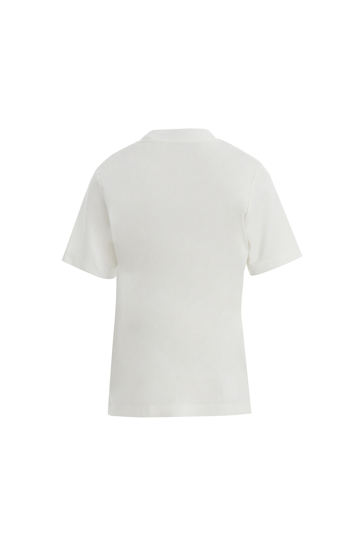 Triko Yaka Nal Detaylı Ekru T-Shirt