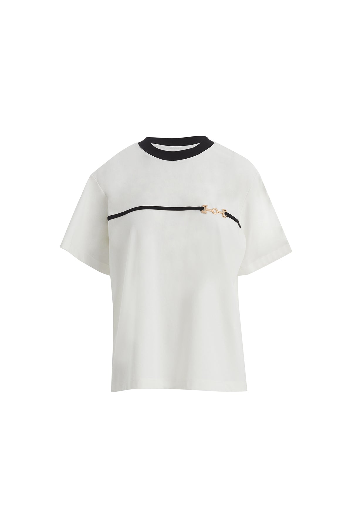Şerit Ve Aksesuar Detaylı Ekru T-Shirt