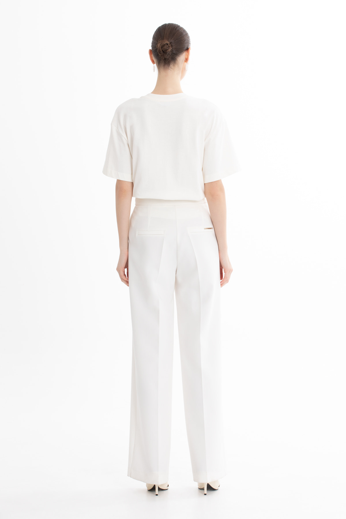 Pensli Düz Kesim Ekru Pantolon