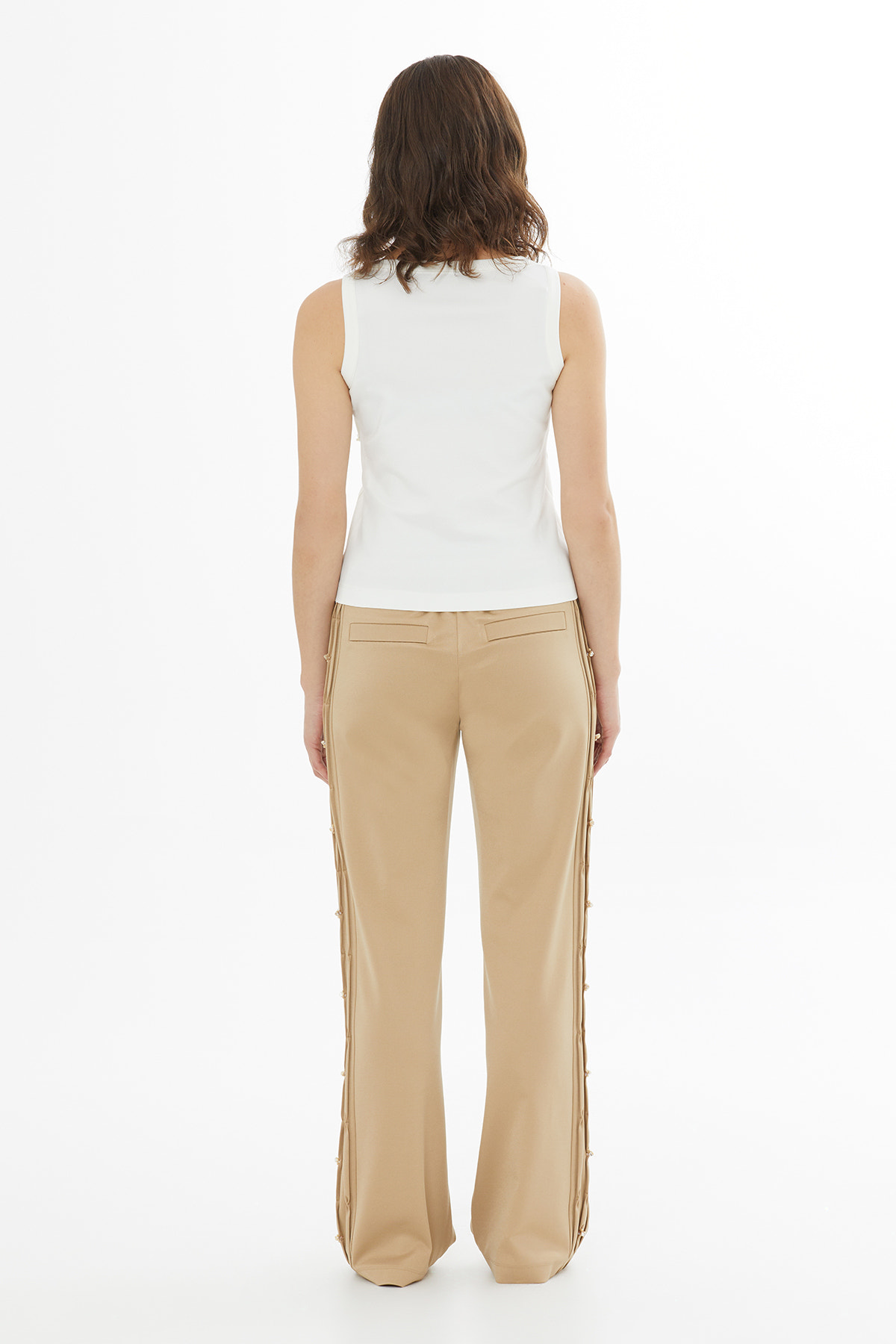 İşleme Detaylı Ekru Atlet