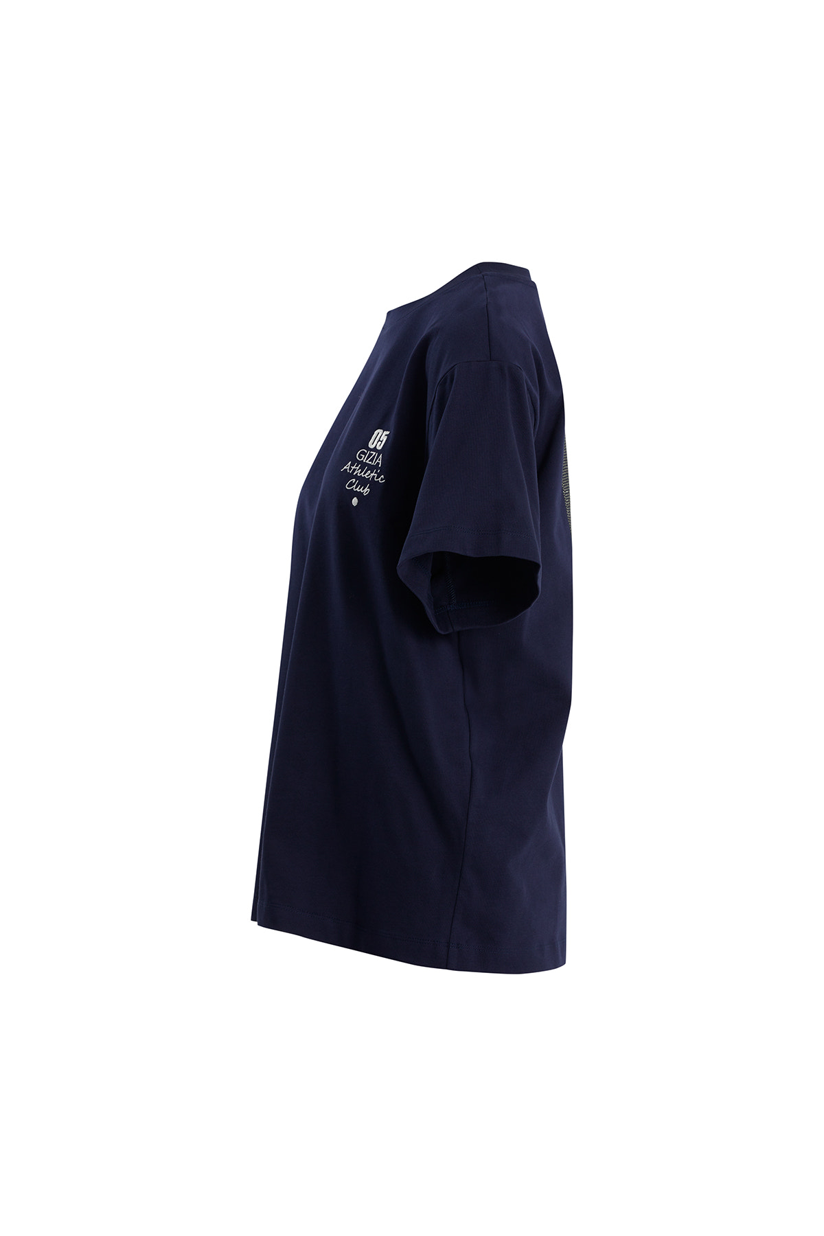 Taş Baskılı Oversize Lacivert T-Shirt