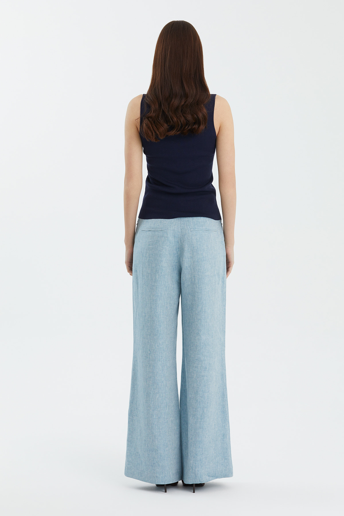 İpek Karışımlı Askılı Lacivert Triko