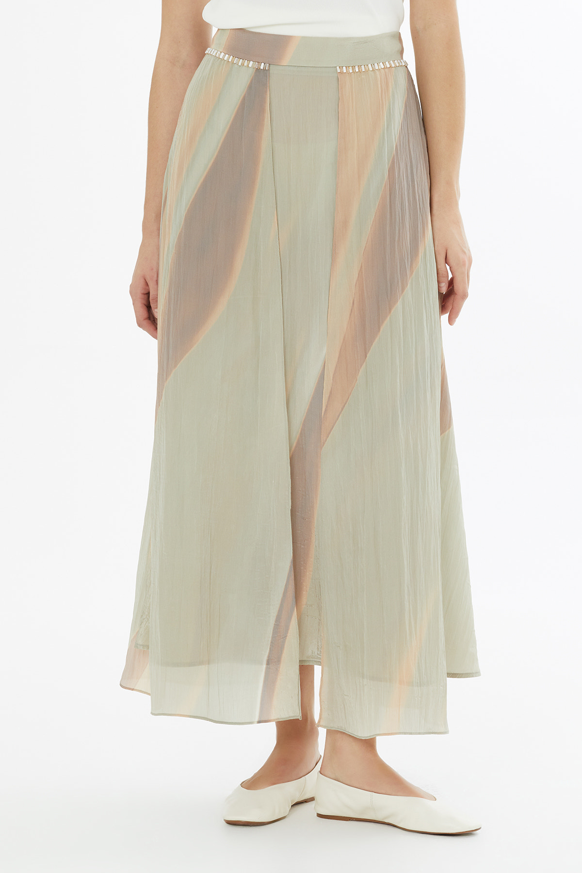 İşleme Detaylı Parçalı Etek