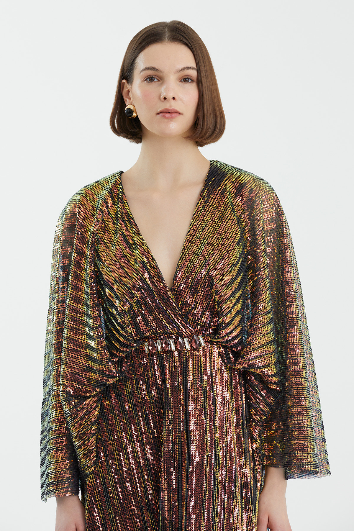 İşleme Detaylı Uzun Siyah Elbise