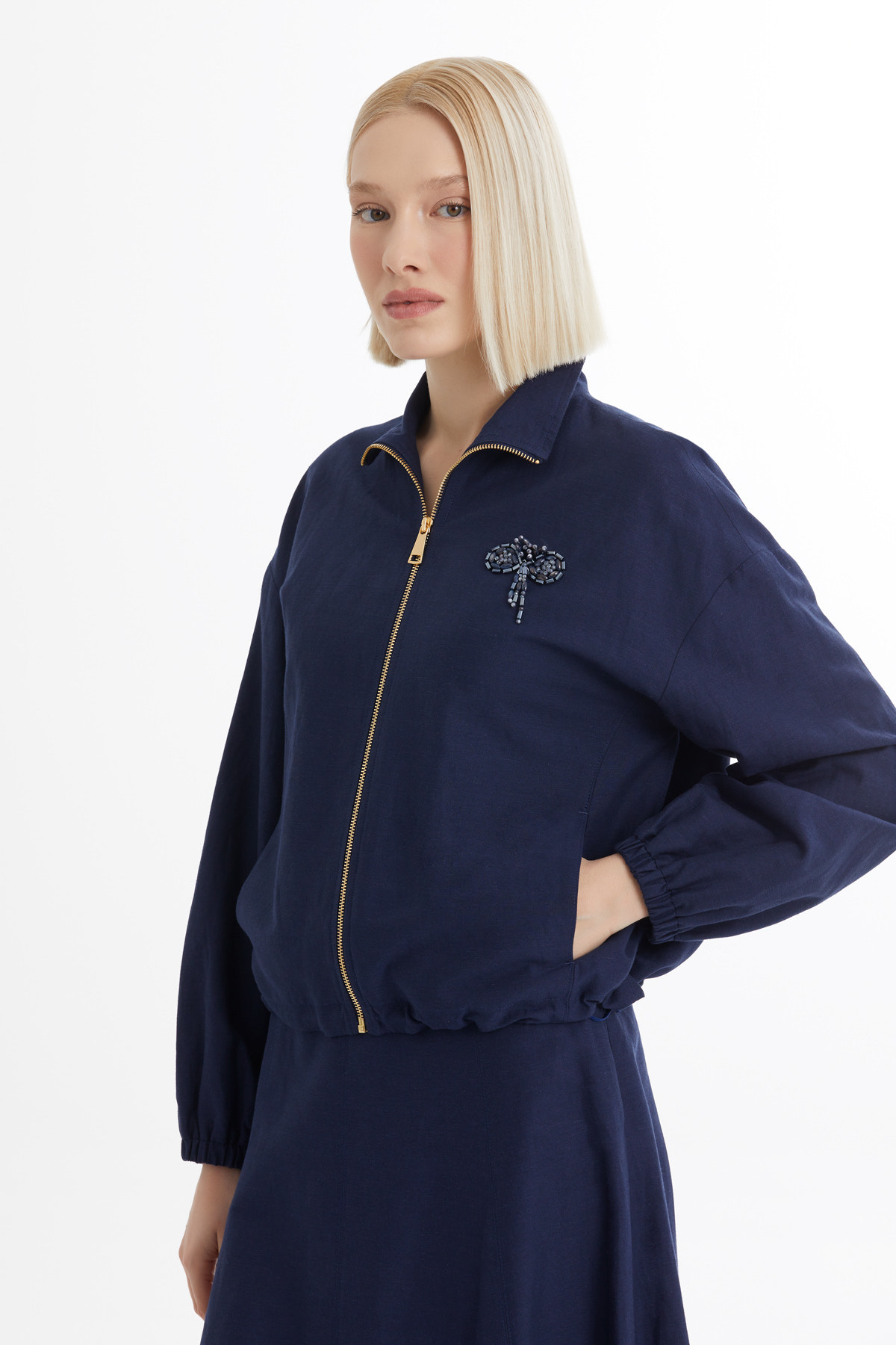 Ceket Ve Volanlı Etekli Lacivert Takım