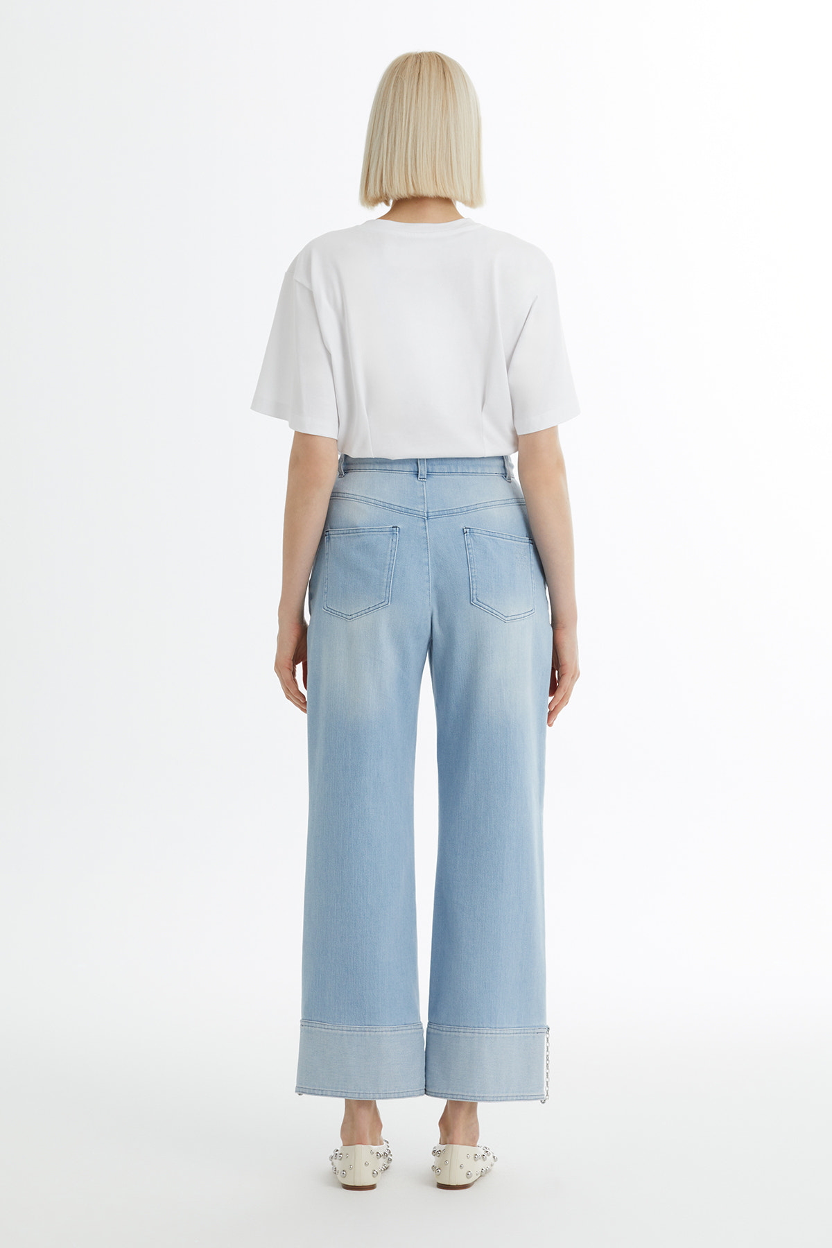 İşleme Detaylı Mavi Jean Pantolon