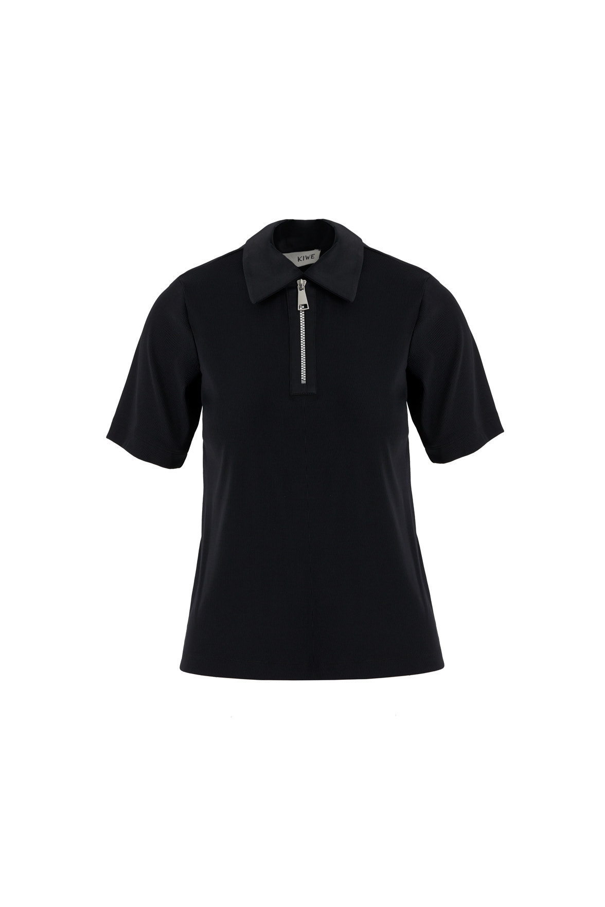 Fermuarlı Kısa Kollu Siyah Bluz