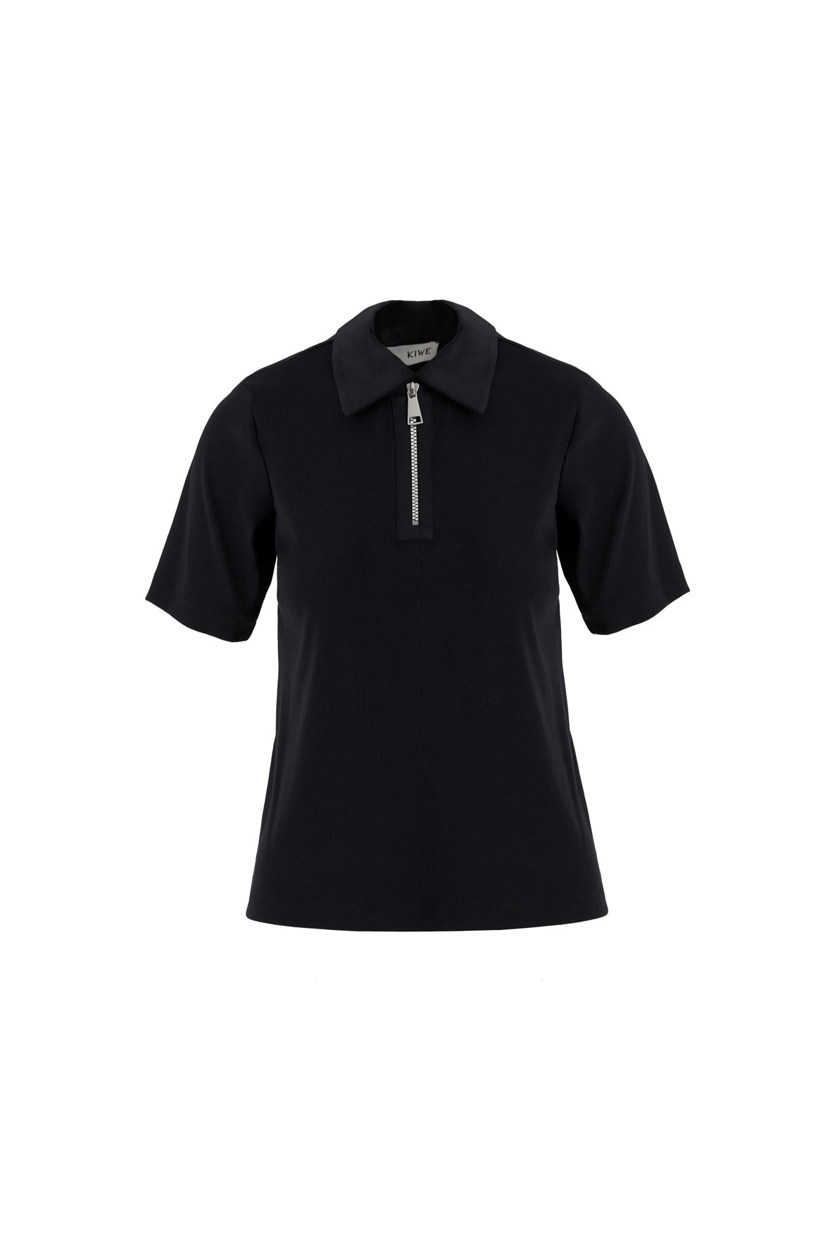 Fermuarlı Kısa Kollu Siyah Bluz