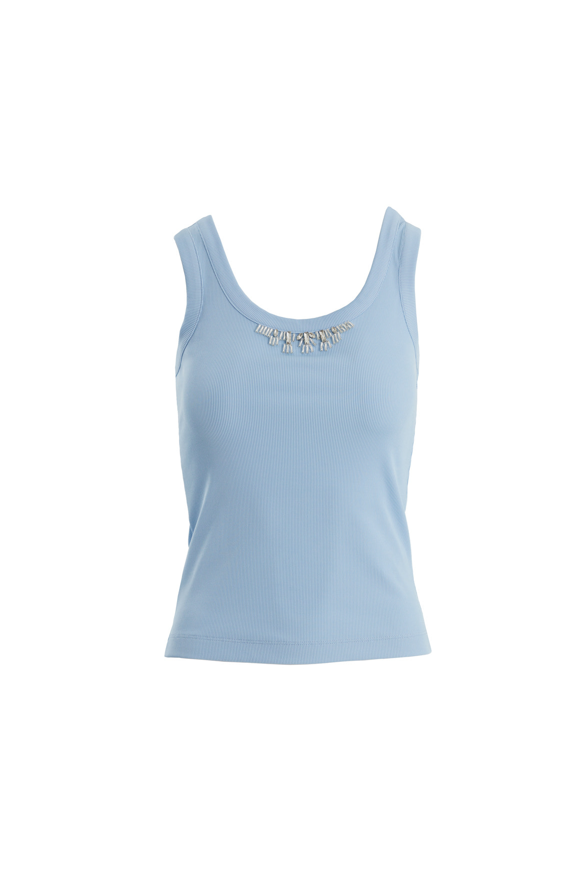 Askılı İşlemeli Mavi Atlet