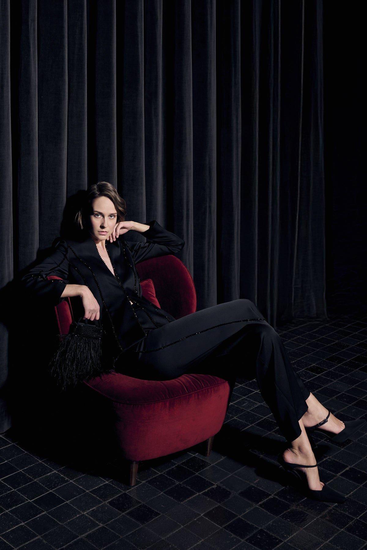 Vatkalı Şerit Aksesuarlı Kadın Ceket