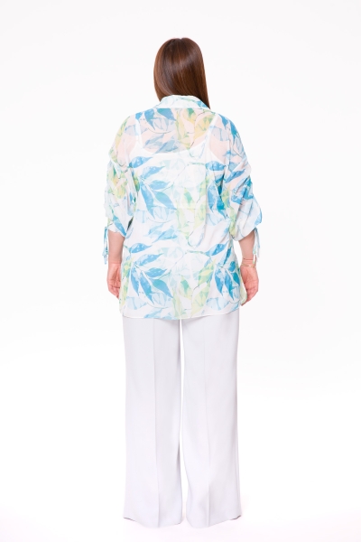 Gizia Sleeve Detailed Transparent Leaf Pattern Shirt. 3
