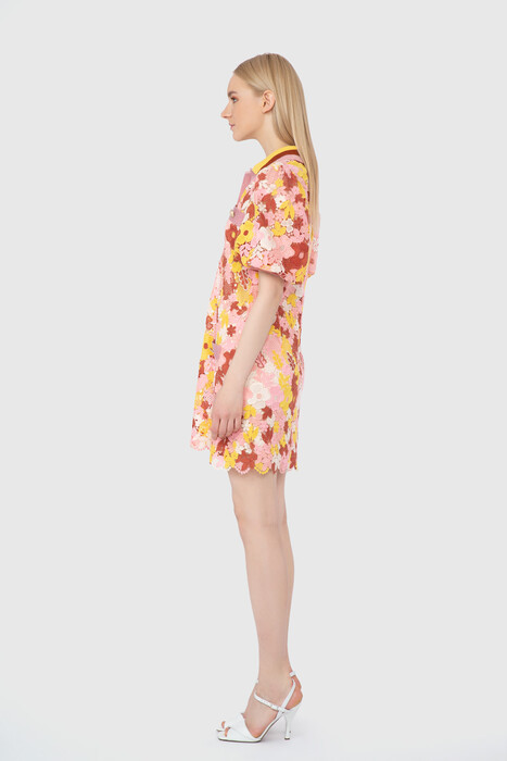 Gizia Knitwear Collar Straight Form Mini Pink Dress. 3