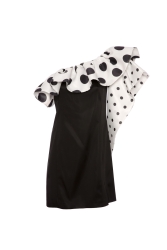 Gizia One Shoulder Polka Dot White Dress With Flounce Sleeves Detailed. 2