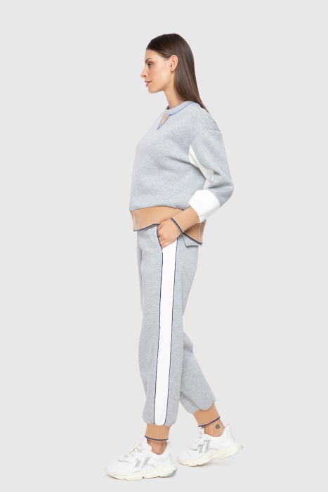 Gizia Knitwear Detailed Gray Sweatshirt. 2