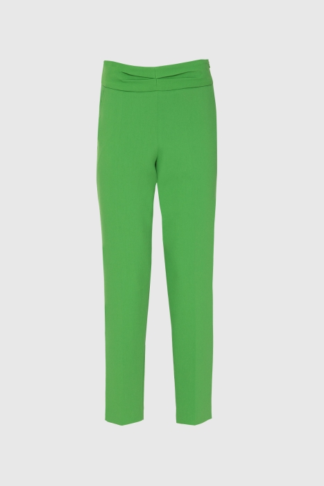 Gizia Pleated Detailed Green Carrot Trousers. 1