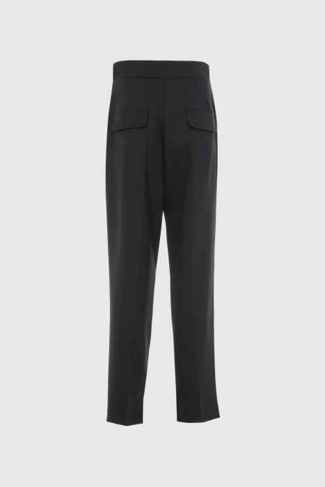 Gizia Wool Fabric High Waist Black Carrot Trousers. 3