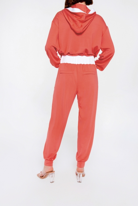 Gizia Coral Color Tracksuit With Metal Zipper Pockets With Star Plex Detail. 4