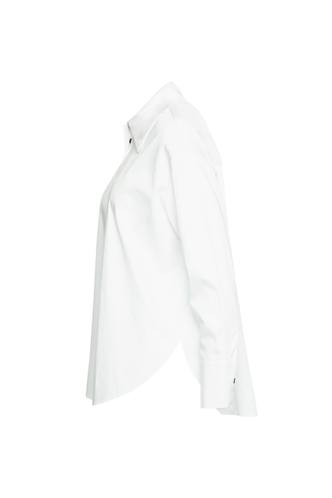 Gizia White Oversized Shirt With Wide Collar Button Detail. 2