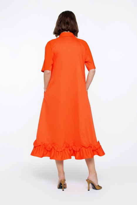 Gizia Orange Dress With Front Body Hidden Zipper Detail Embroidery On The Ruffle. 3
