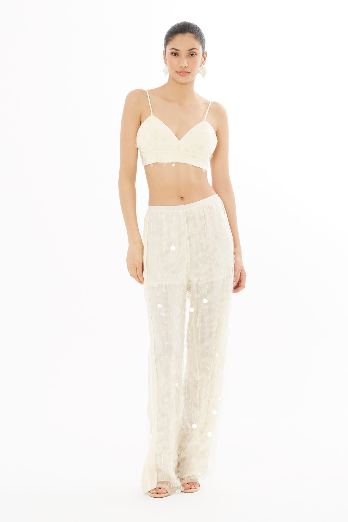 Transparan Pul Payetli Pantolon