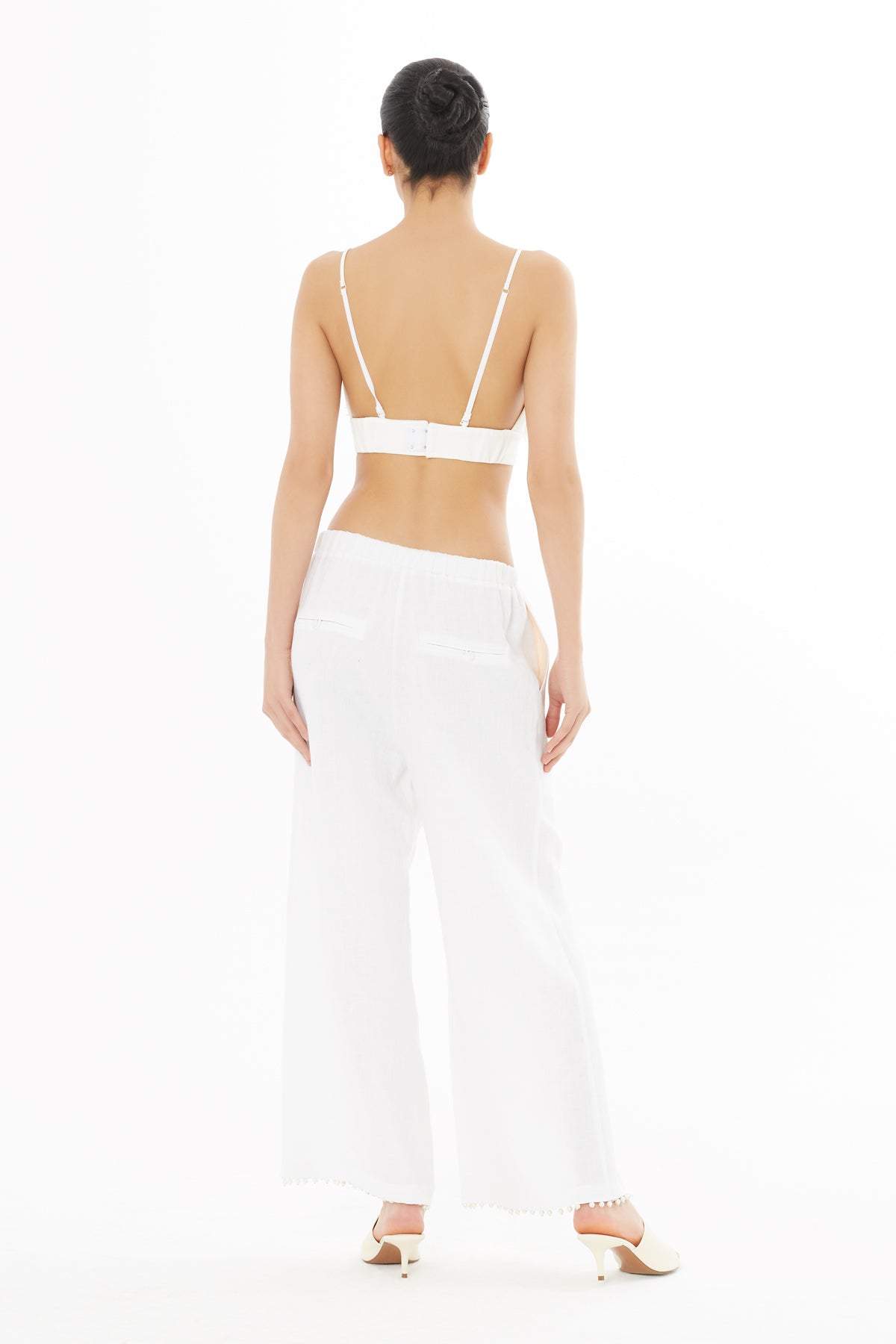 İnci İşleme Detaylı Keten Pantolon