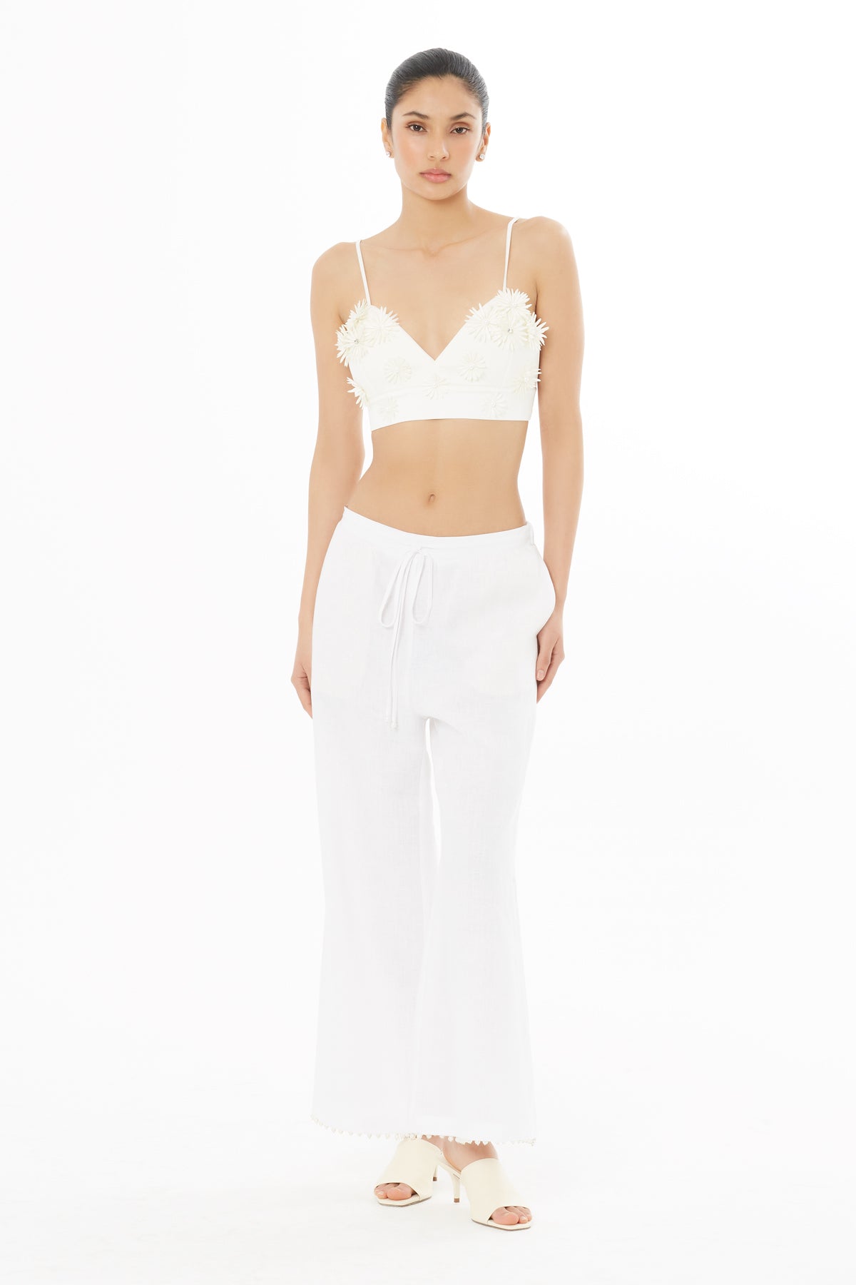 İnci İşleme Detaylı Keten Pantolon