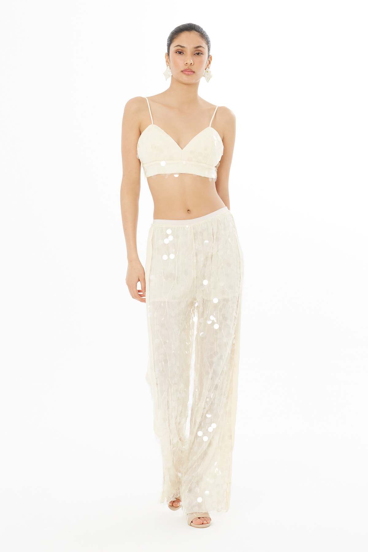 Önden Bağlamalı Payetli Bluz