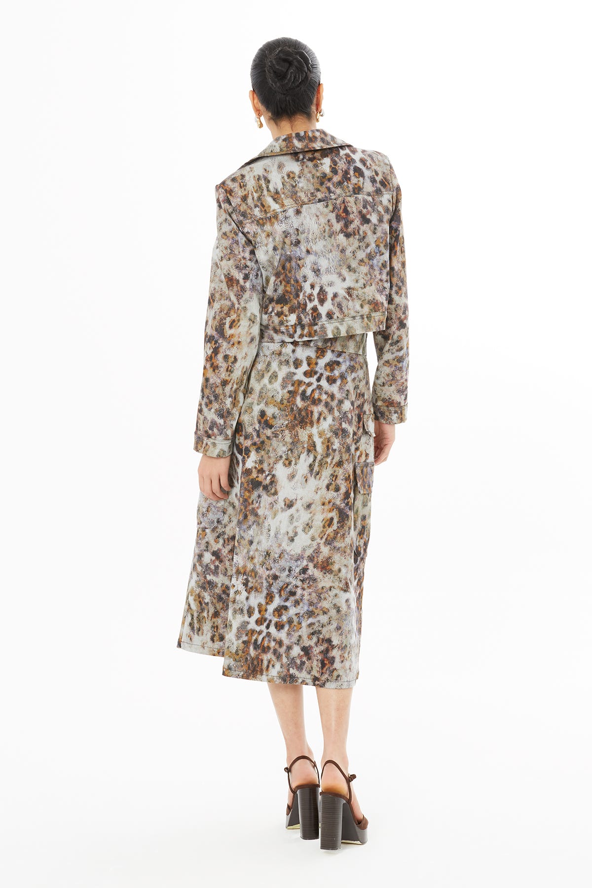 Leopar Desenli Midi Etek