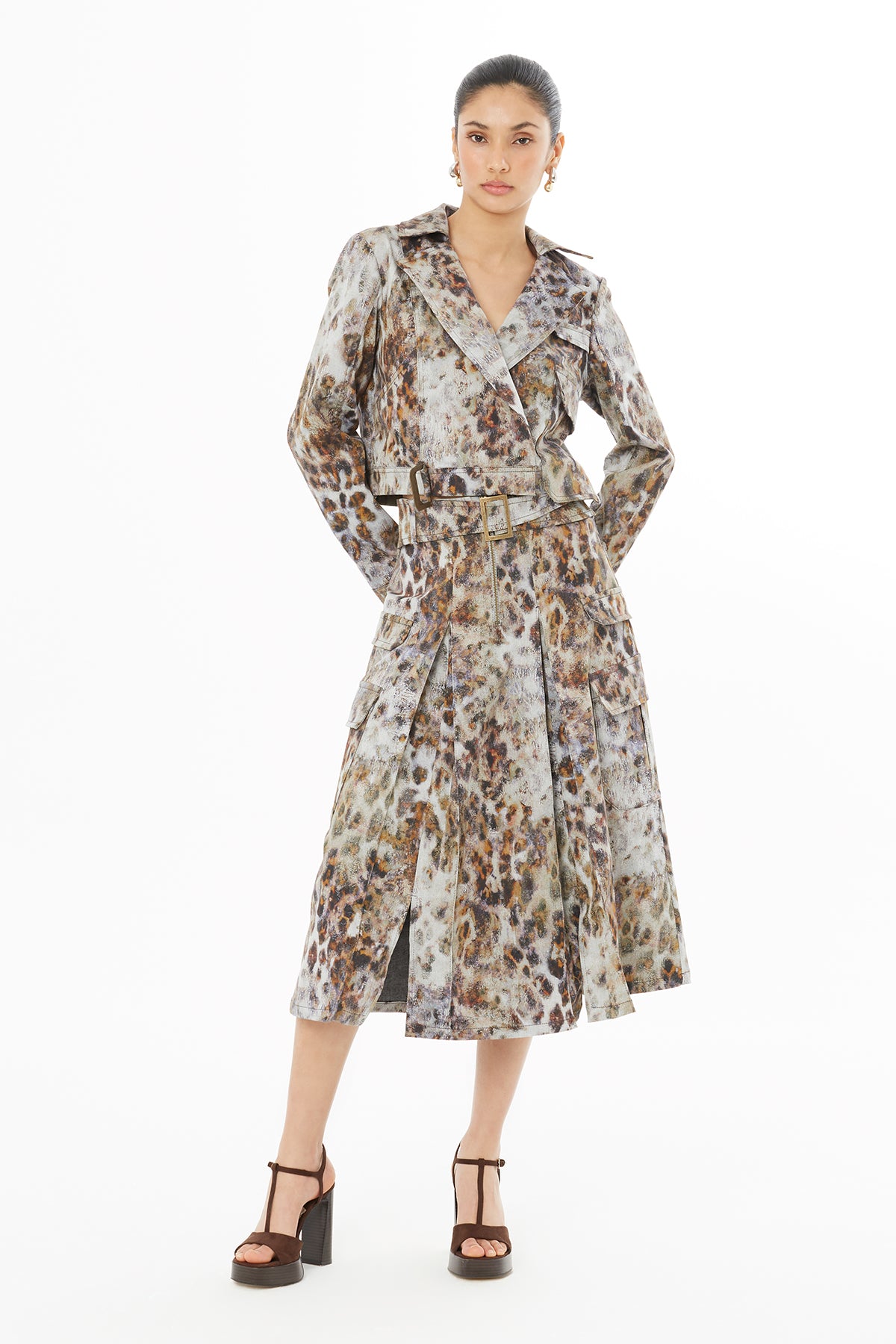 Leopar Desenli Midi Etek