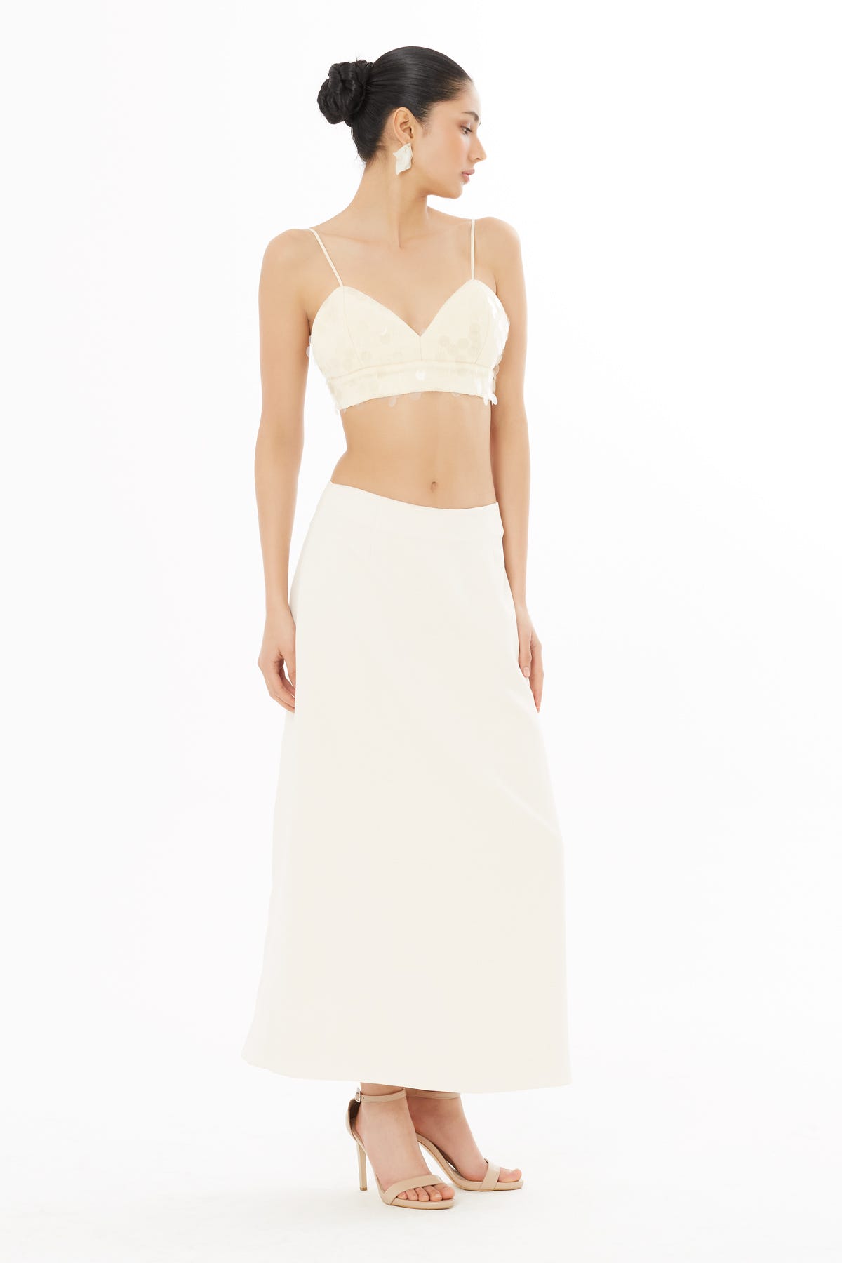 Arkası Pensli Midi Boy Etek