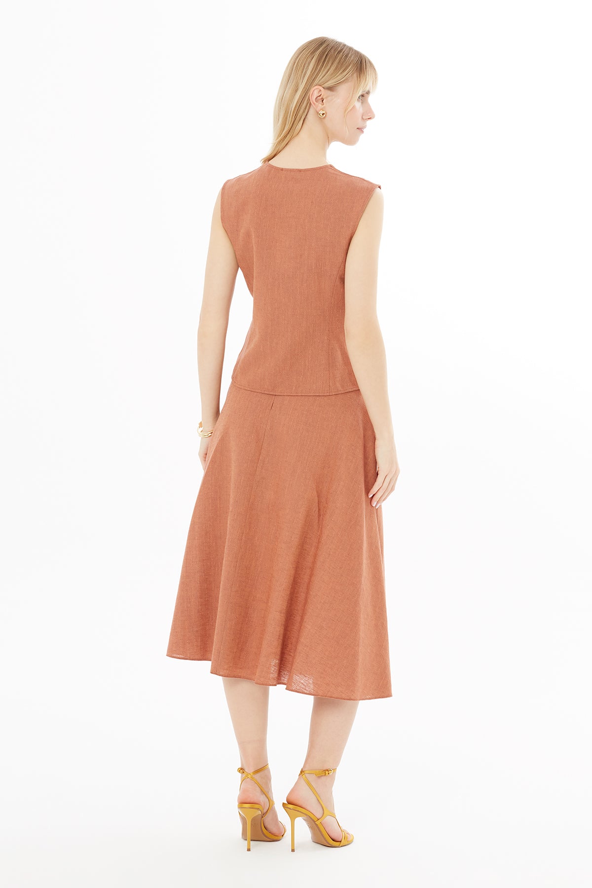 Midi Etek Ve Yelekli Tarçın Takım