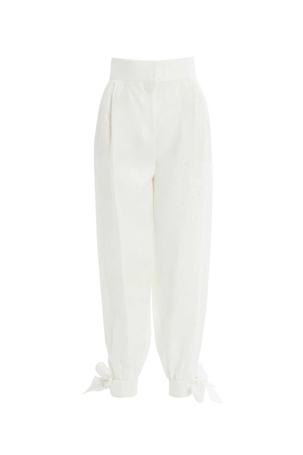 Bilekten Bağlama Detaylı Ekru Pantolon