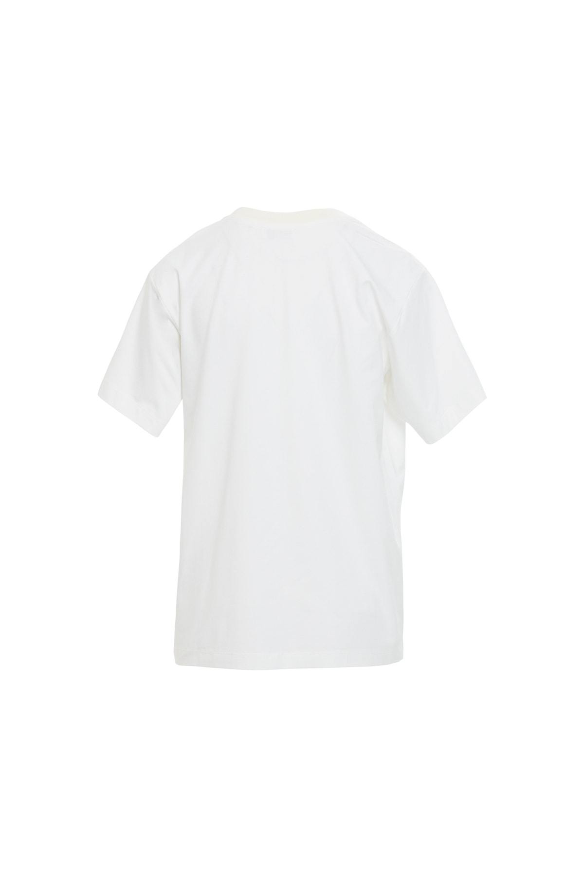 Yuvarlak Yaka Organze Volanlı Kısa Kollu Beyaz T-shirt