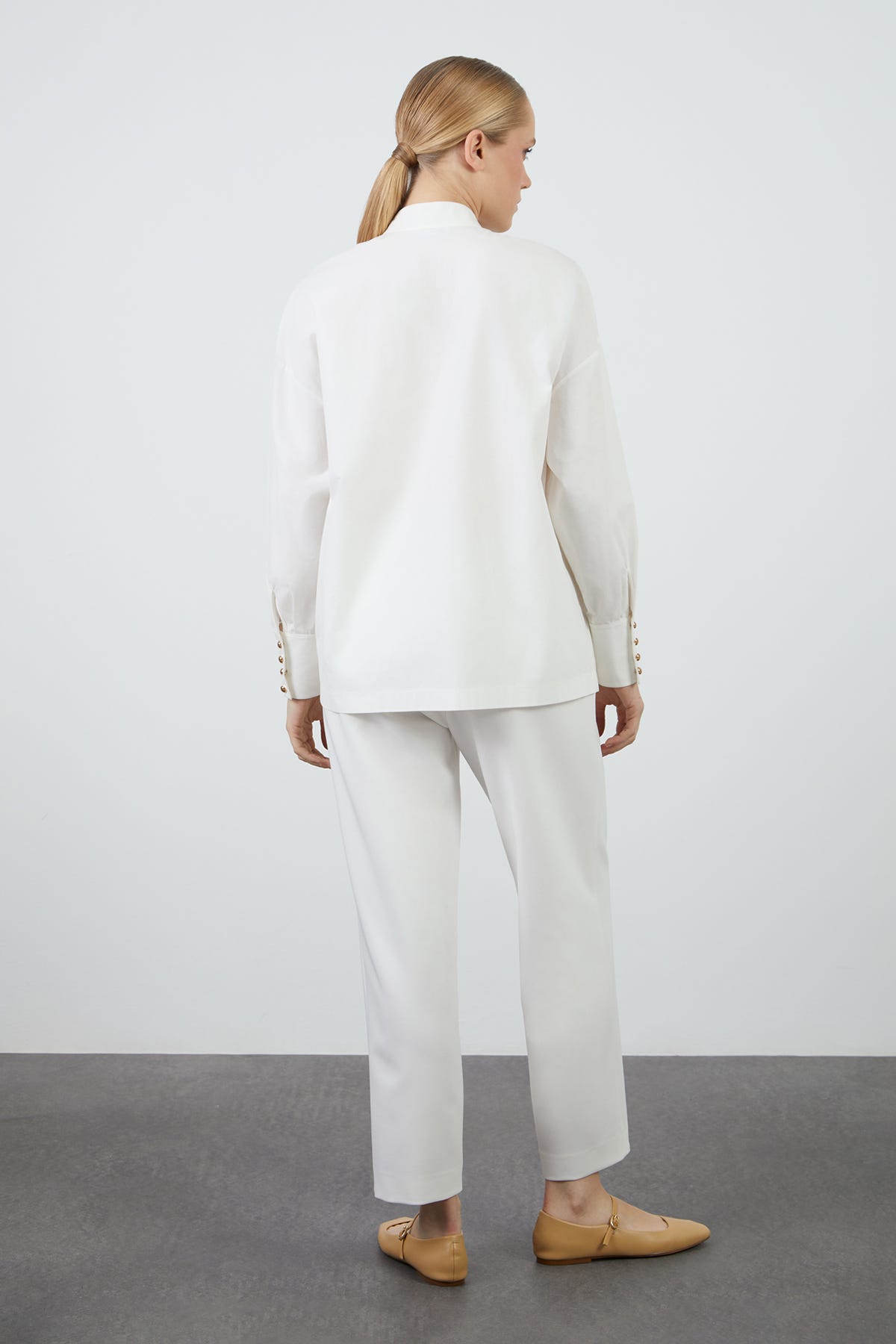 Fermuar Ve Düğme Detaylı Önü Baskılı Gömlek