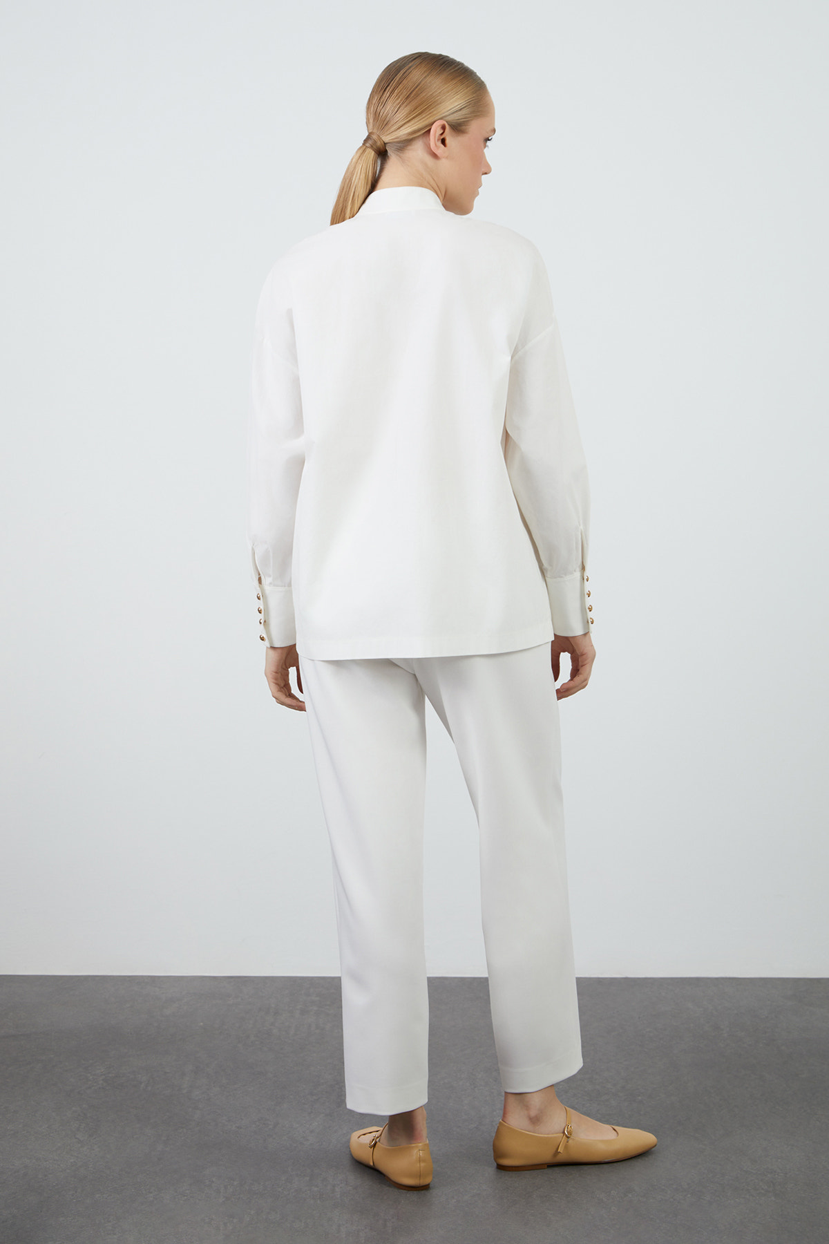 Fermuar Ve Düğme Detaylı Önü Baskılı Gömlek