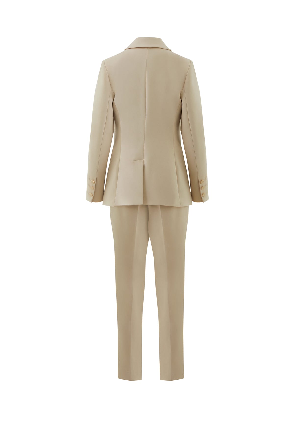 Kruvaze Ceket Ve Havuç Pantolonlu Bej Takım