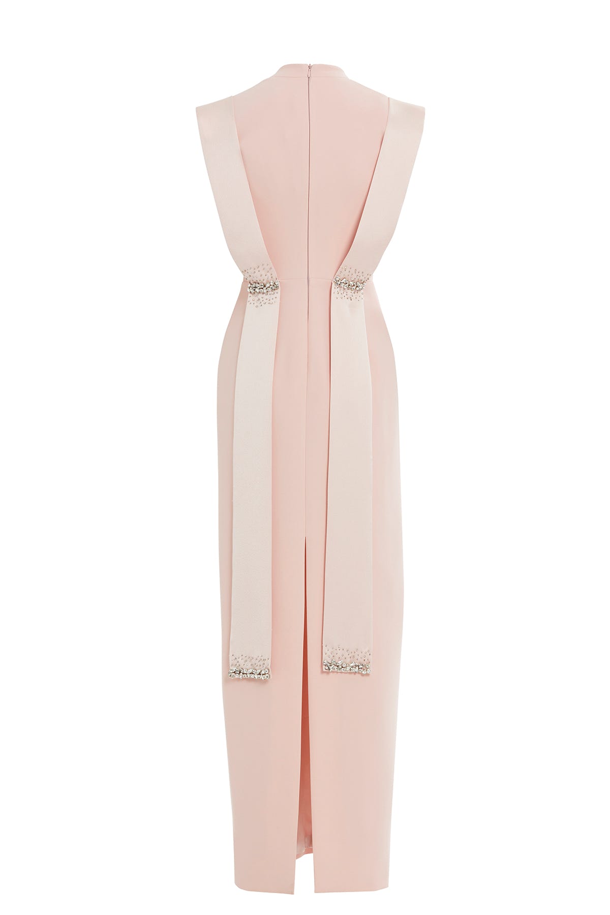 Dantel Detaylı Seyyar Kuşaklı Pembe Uzun Elbise