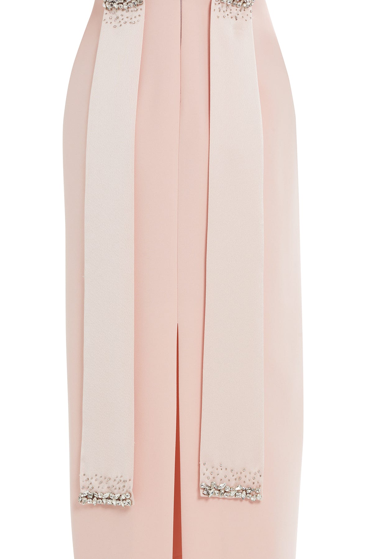 Dantel Detaylı Seyyar Kuşaklı Pembe Uzun Elbise