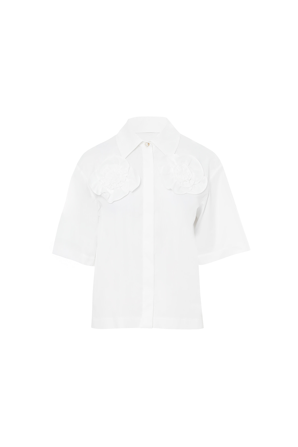 Çiçek Detaylı Beyaz Gömlek