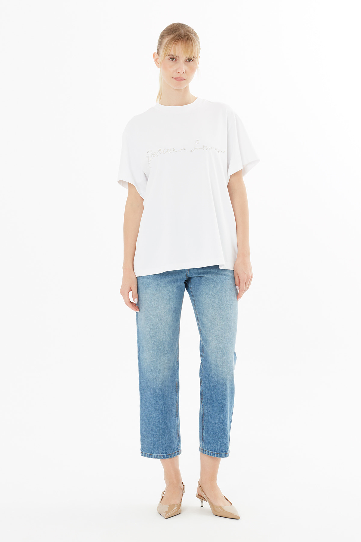 Simli Nakışlı T-shirt