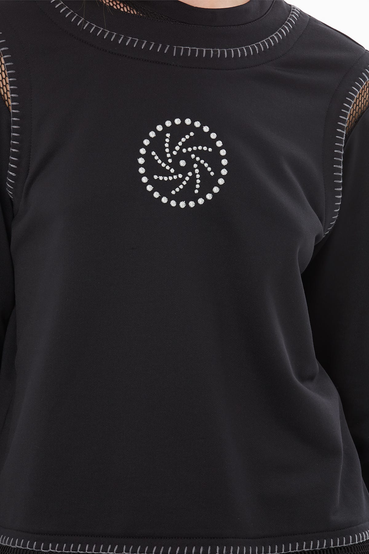 Dikiş Detaylı Transparn Nakışlı Sweatshirt