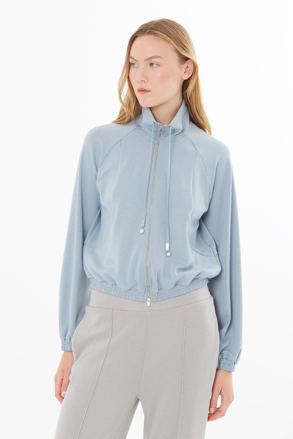 Ön Orta Fermuarlı Eşofman Sweatshirt