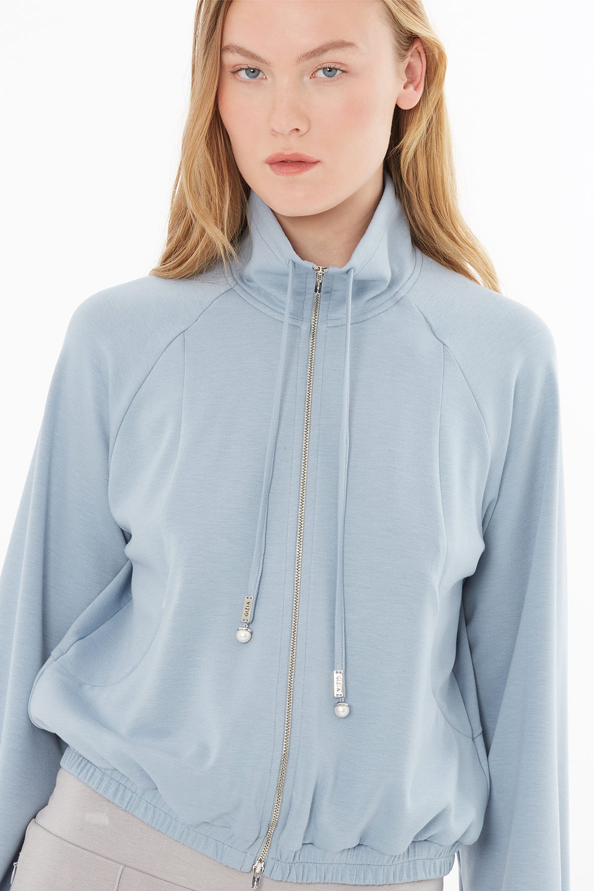 Ön Orta Fermuarlı Eşofman Sweatshirt