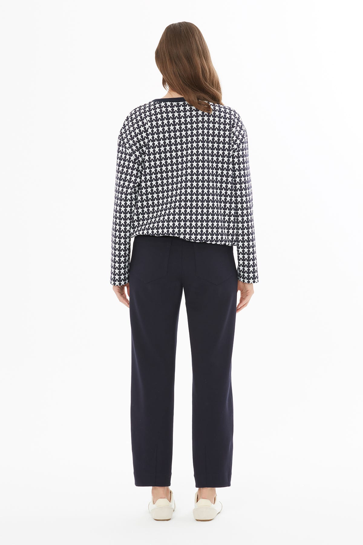 Yıldız Desenli Örme Sweatshirt