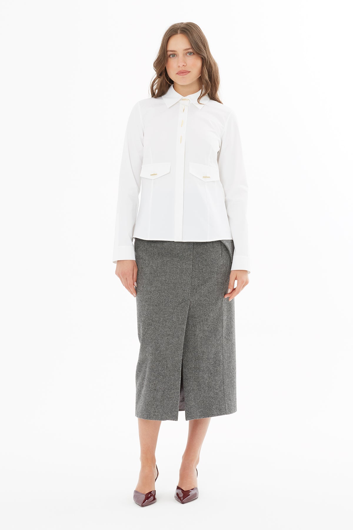 Düğme Detaylı Süs Cepli Gömlek