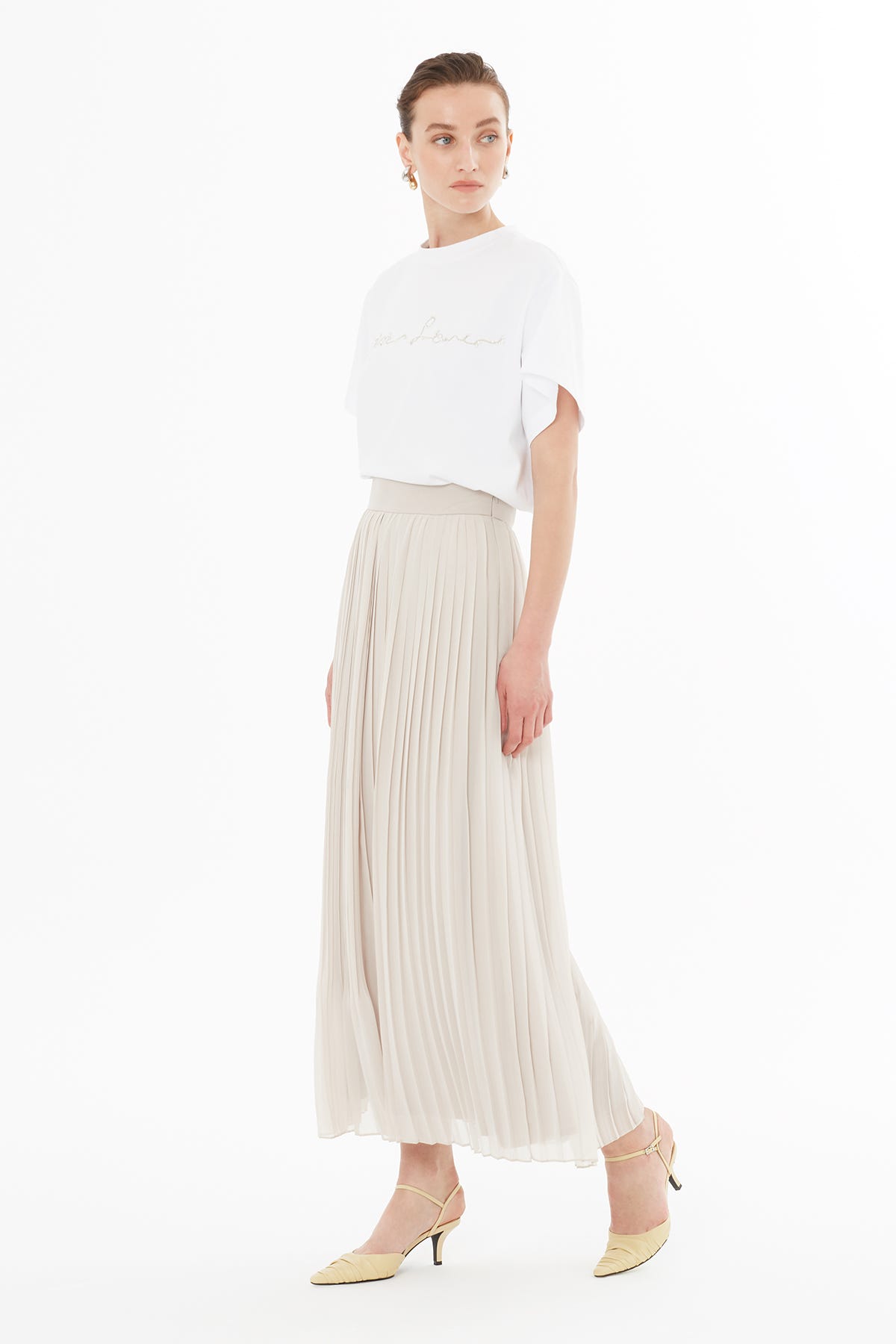 Pilise Detaylı Şifon Etek